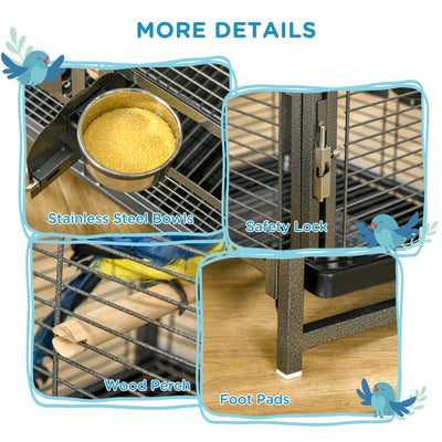 PawHut Parrot Cage, Travel Carry Pet Bird Cage, with Metal Handle 