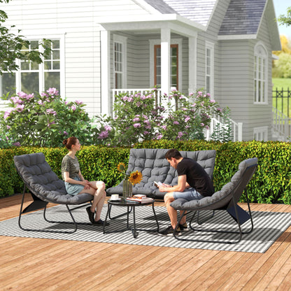 Outsunny Four-Piece Curved Seat Garden Sofa Set - Grey/Black 