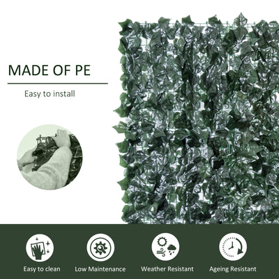 Outsunny 1-Piece Artificial Leaf Hedge Screen Privacy Fence Panel for Garden Outdoor Indoor Decor, Dark Green, 2.4M x 1M 