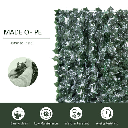 Outsunny 1-Piece Artificial Leaf Hedge Screen Privacy Fence Panel for Garden Outdoor Indoor Decor, Dark Green, 2.4M x 1M 