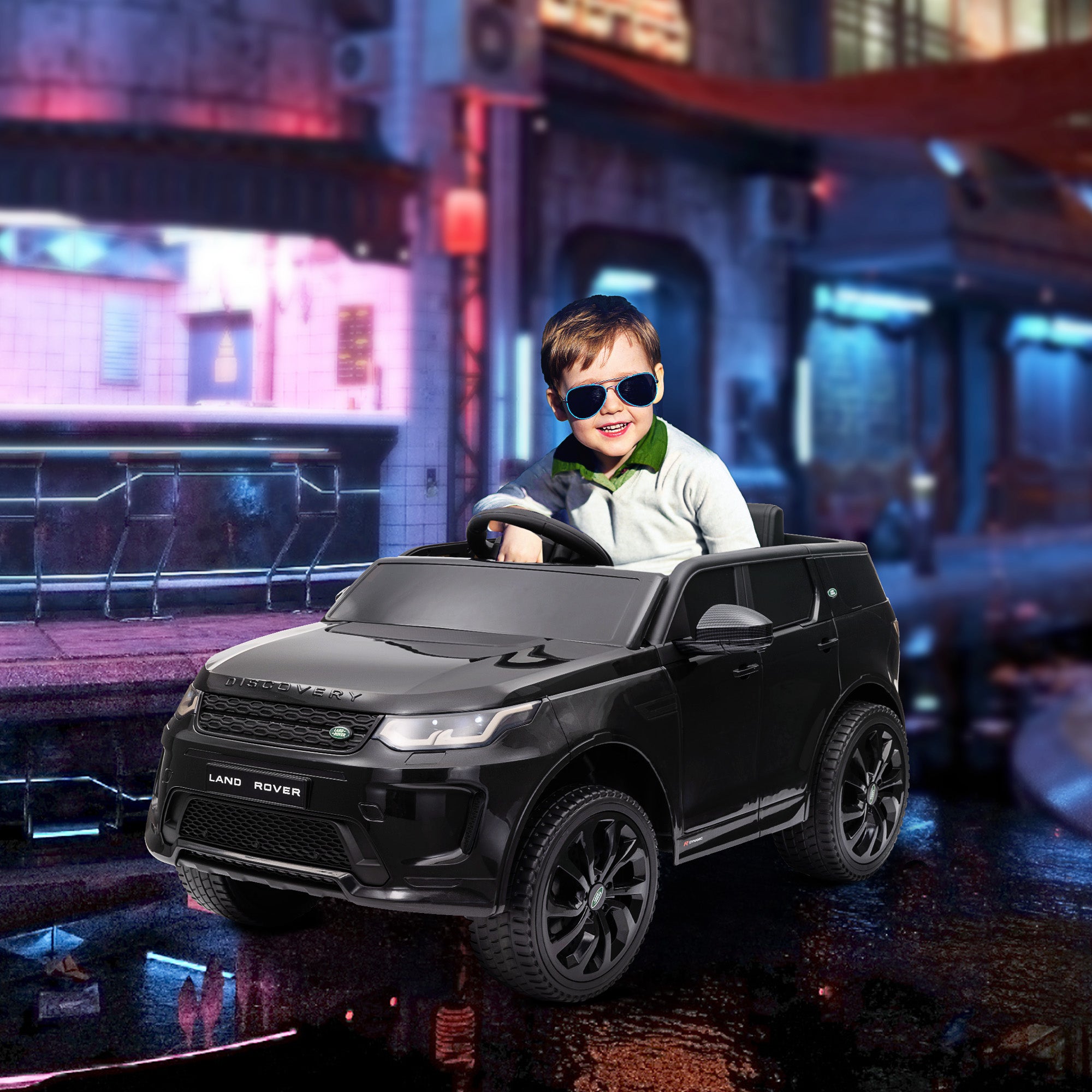 AIYAPLAY Licensed Land Rover Discovery Sport, 12V Kids Ride on Car w/ Remote Control, Lights, Music, Horn, for 3-6 Years, Black 