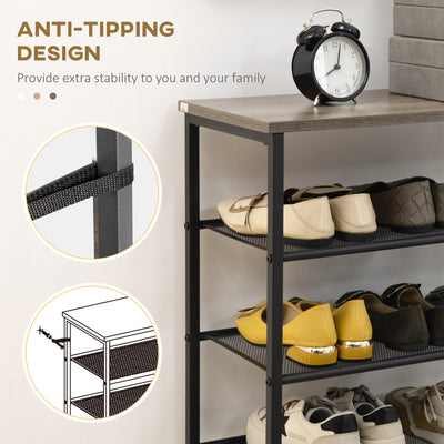 HOMCOM 8-Tier Shoe Rack, Shoe Storage Organizer with Mesh Shelves, Free Standing Shoe Shelf Stand for 21-24 Pairs of Shoes for Entryway, Hallway, Closet, Grey 