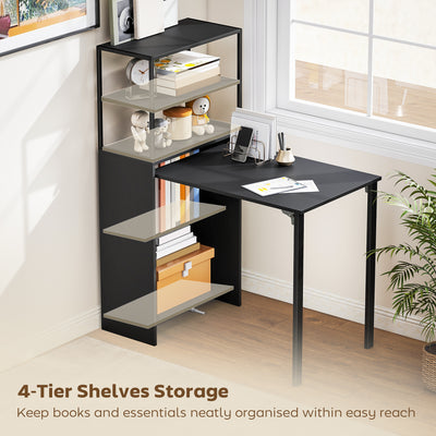 HOMCOM Folding Shelf and Work Table - Black 