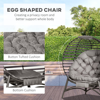 Outsunny Egg Chair with Cushion & Side Pocket - Brown 