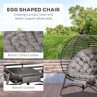 Outsunny Egg Chair with Cushion & Side Pocket - Brown 