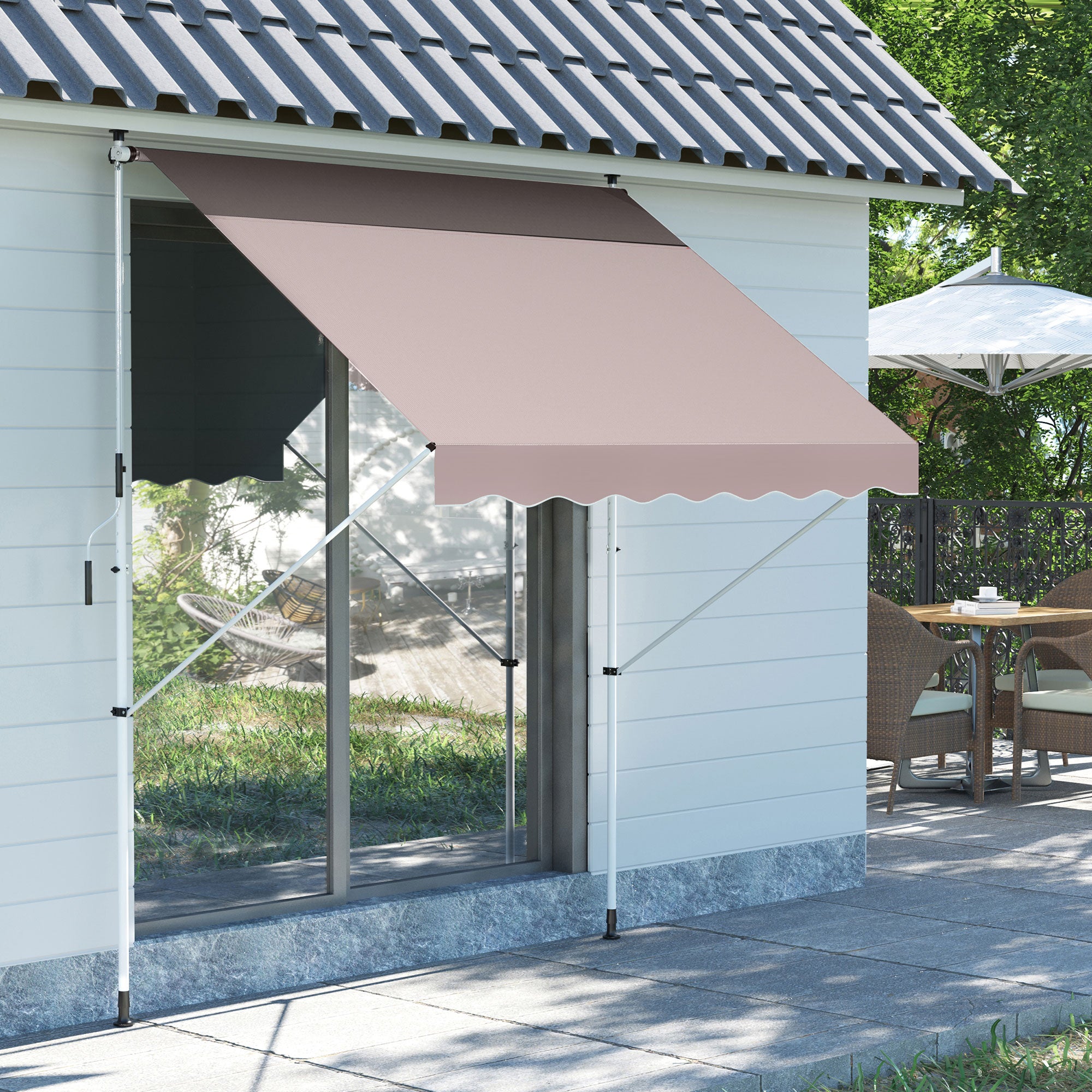 Outsunny 2x1.5m  Adjustable Outdoor Aluminium Frame Awning Beige 