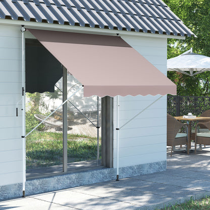 Outsunny 2x1.5m  Adjustable Outdoor Aluminium Frame Awning Beige 