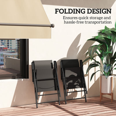 Outsunny Set of Two Folding Outdoor Chairs - Black 