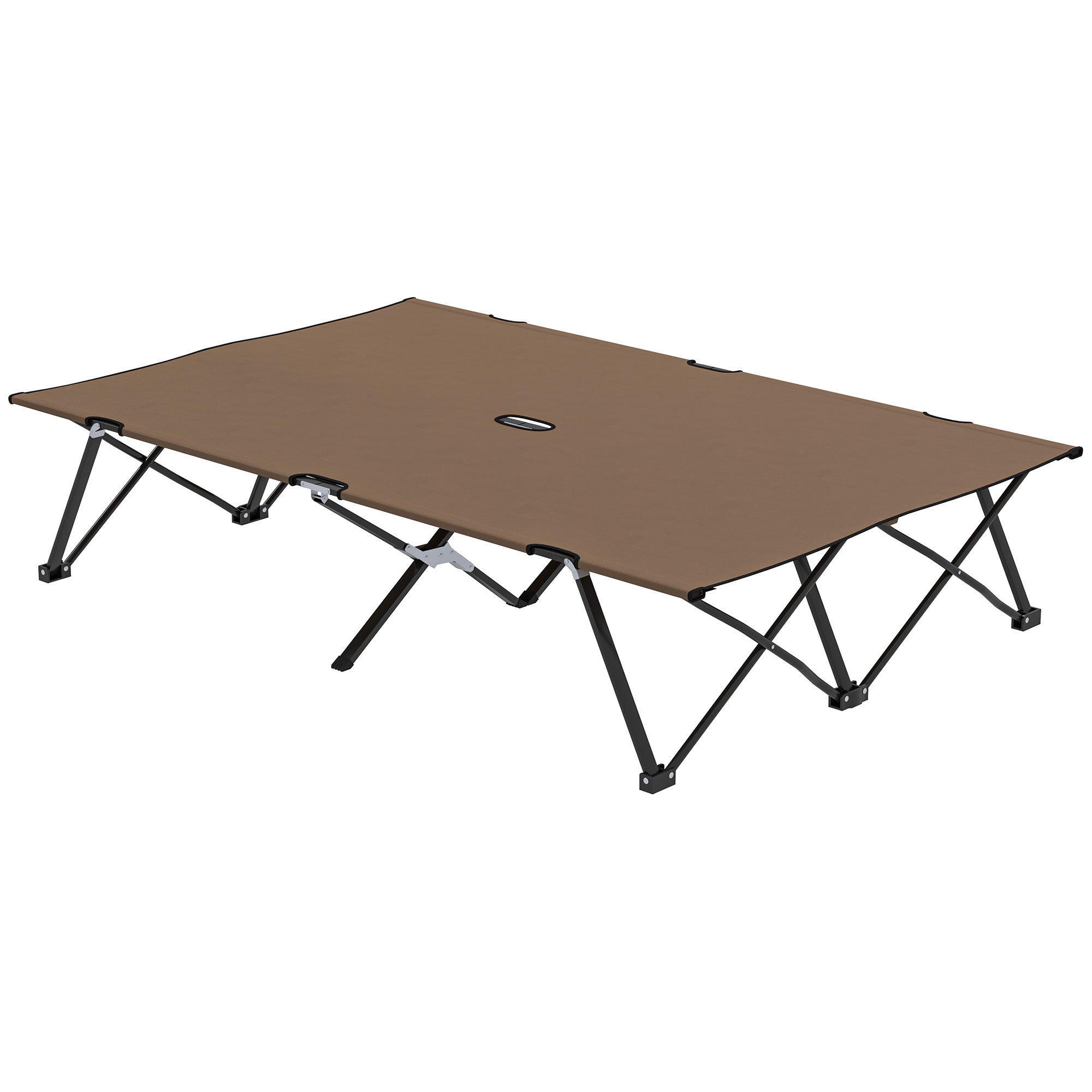 Outsunny Double Camping Cot Bed, with Bag - Khaki 