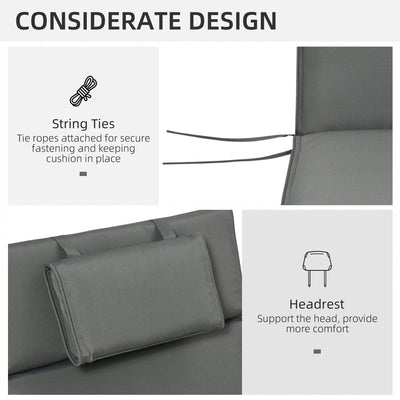 Outsunny Outdoor Garden Patio Folding High Back Chair Cushion Replacement Seat Pad - Grey 