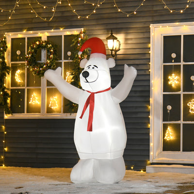 HOMCOM 6ft Tall Outdoor Inflatable Bear Airblown Projection Holiday Christmas Lawn Décor 