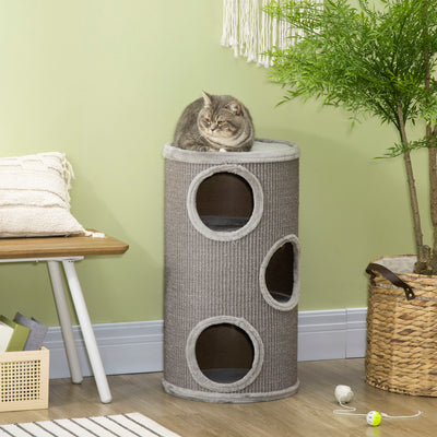 PawHut Cat Climbing Frame, Covered with Sisal, Cosy Platform - Light Grey 