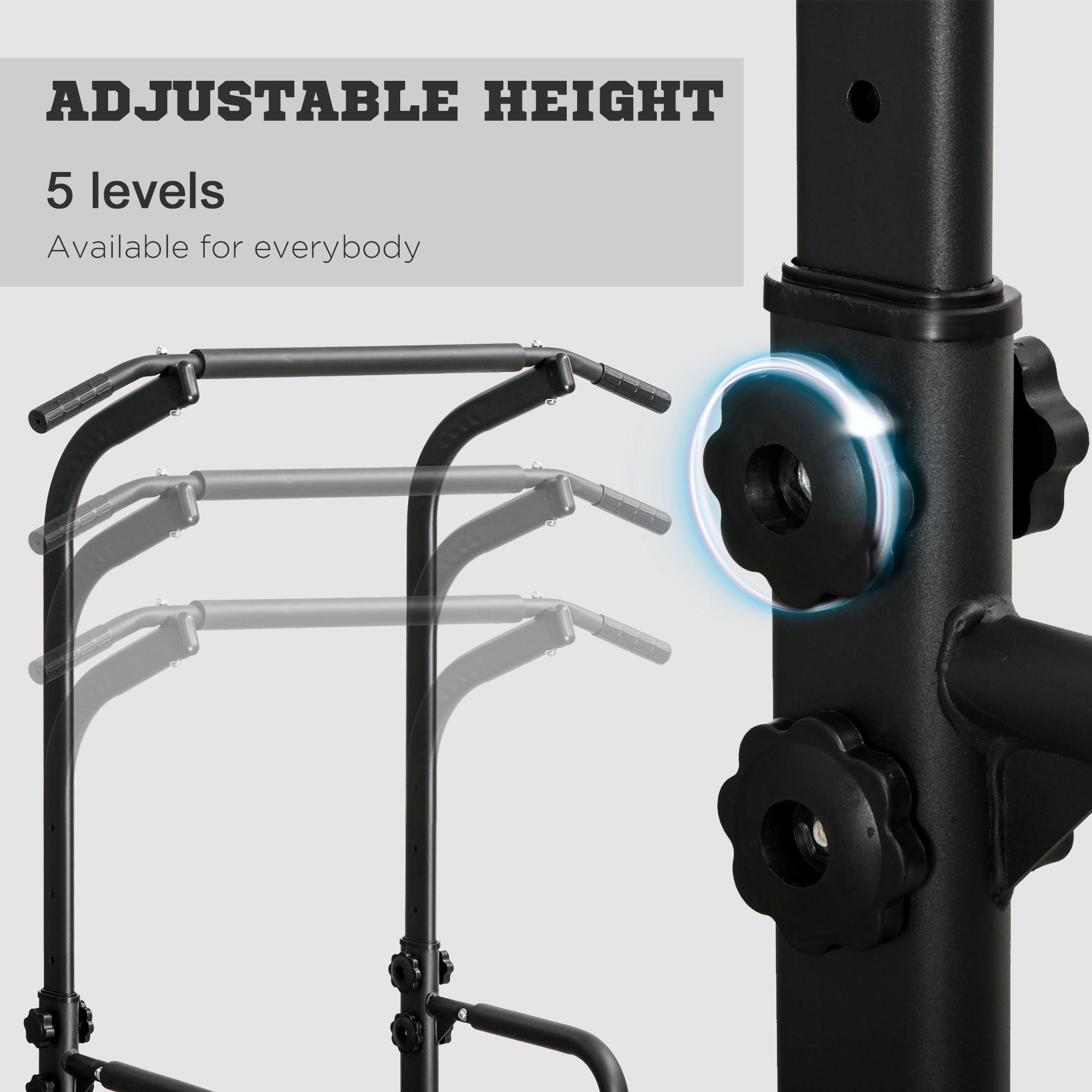 HOMCOM Power Tower Dip Station Pull Up Bar Multi-Function Push Up Equipment with Adjustable Height for Home Gym Strength Training Workout Fitness 