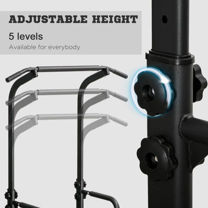 HOMCOM Power Tower Dip Station Pull Up Bar Multi-Function Push Up Equipment with Adjustable Height for Home Gym Strength Training Workout Fitness 