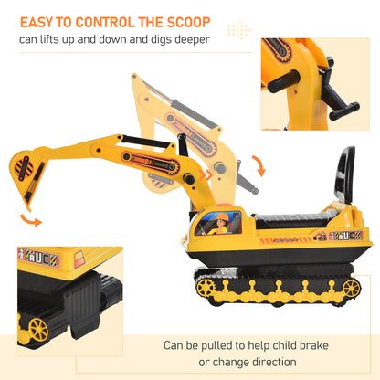 HOMCOM Ride On Excavator Toy Tractors Digger Movable Walker Construction Truck 3 Years 