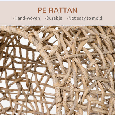PawHut Wicker Cat Bed, Ball-Shaped Rattan Elevated Cat Basket with Three Tripod Legs, Cushion - Natural Wood Finish 