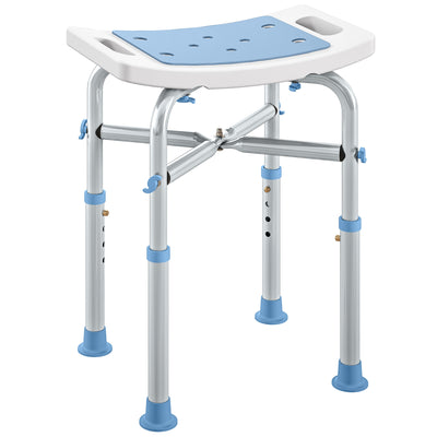 HOMCOM 44-51.5cm Aluminium Frame Shower/Bath Stool - Light Blue 