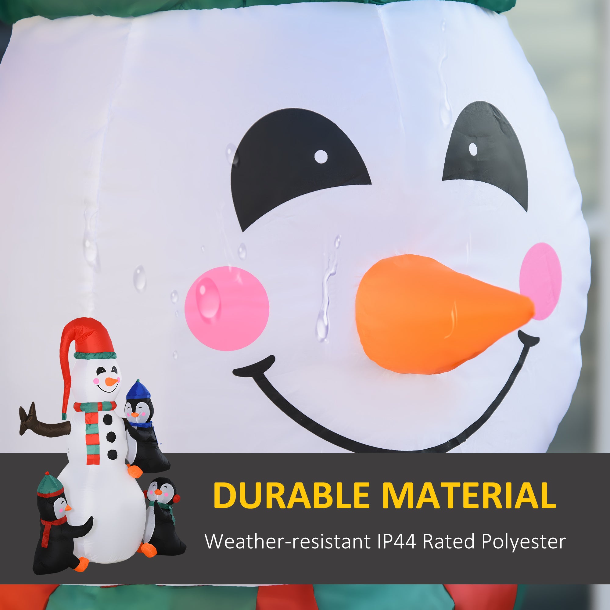 HOMCOM 6ft Inflatable Christmas Snowman with Three Penguins LED Xmas Décor Holiday Outdoor Yard Decoration 