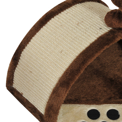 PawHut Cat Tree Scratching Scratcher Post Kitten Activity Centre Climber Hanging Ball Brown 