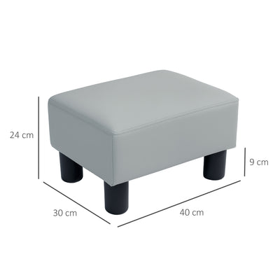 HOMCOM PU Leather Footstool with 4 Plastic Legs, Grey 