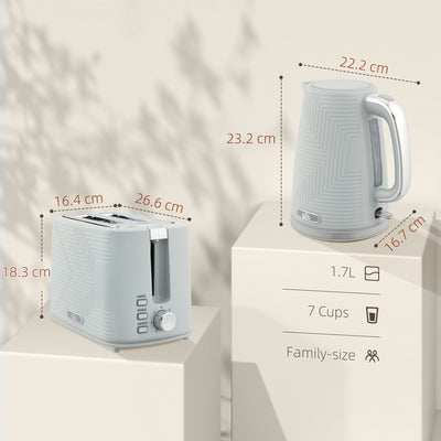 HOMCOM Modern Kettle and Toaster Set - Grey 