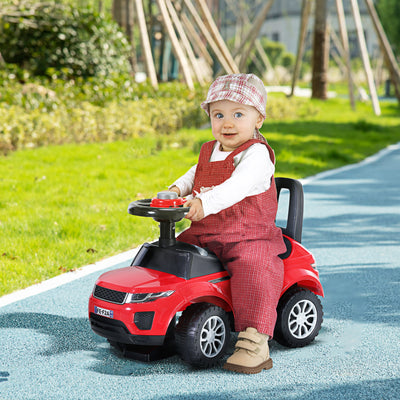 HOMCOM 3-in-1 Ride On Car Foot To Floor Slider Toddler w/ Horn Steering Wheel NO POWER Manual Under Seat Storage Safe Design for 1-3 Year Old Red 