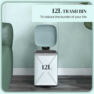 HOMCOM 12L Modern Boxy Metal Home Kitchen Bin - Light Green 