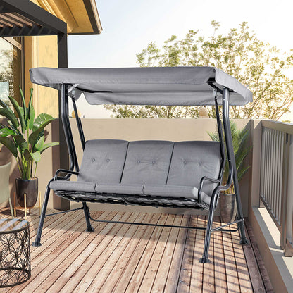 Outsunny Outdoor 3-person Metal Porch Swing Chair Bench, Grey 