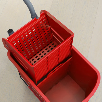 HOMCOM 20L Mop Bucket on Wheels, with Water Separation Panel - Red 