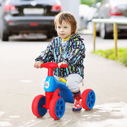 HOMCOM Baby Balance Bike Toddler Training Walker Smooth Rubber Wheels Ride on Toy Storage Bin Gift for Boys Girls Blue Red 