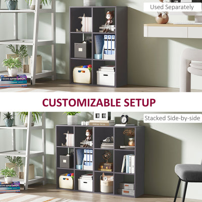HOMCOM 6-Cube Bookshelf - Grey 