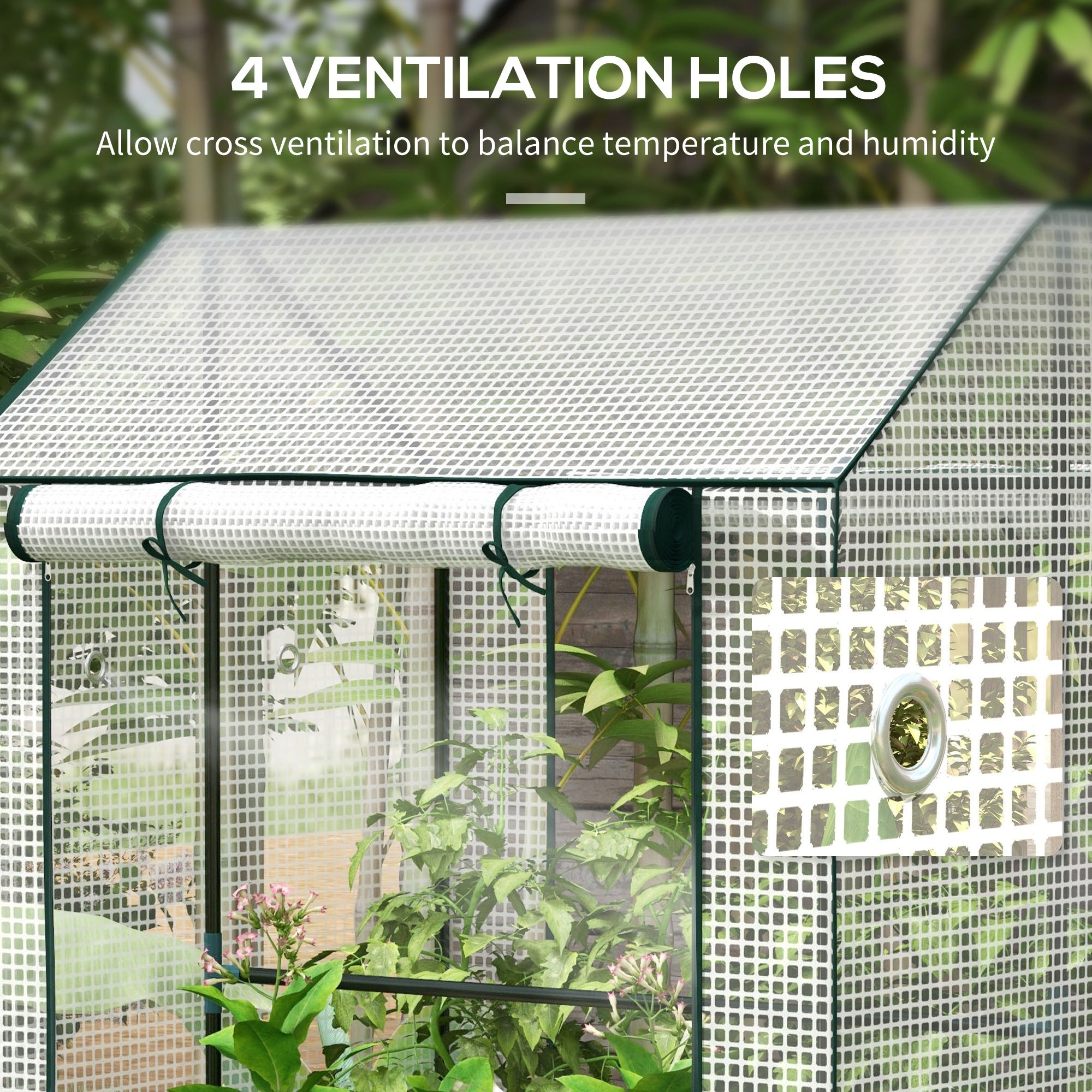 Outsunny Green House, Mini Greenhouse with 2 Roll-up Doors, Vent Holes and Reinforced Cover, 100 x 80 x 150cm 
