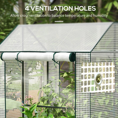 Outsunny Green House, Mini Greenhouse with 2 Roll-up Doors, Vent Holes and Reinforced Cover, 100 x 80 x 150cm 