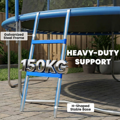 SPORTNOW Trampoline Ladder, 2-Steps with Horizontal Wide Steps, Universal Hook, Galvanised Steel Frame, 150kg Load Capacity 