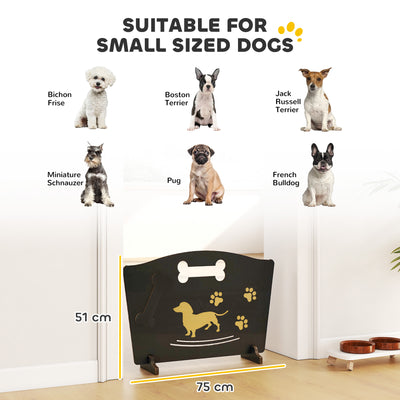 PawHut Wooden Dog Stopper, Dog Barrier with Support Feet, for Stair, Patio, Very Easy Setup, Black, 75 x 51 cm 