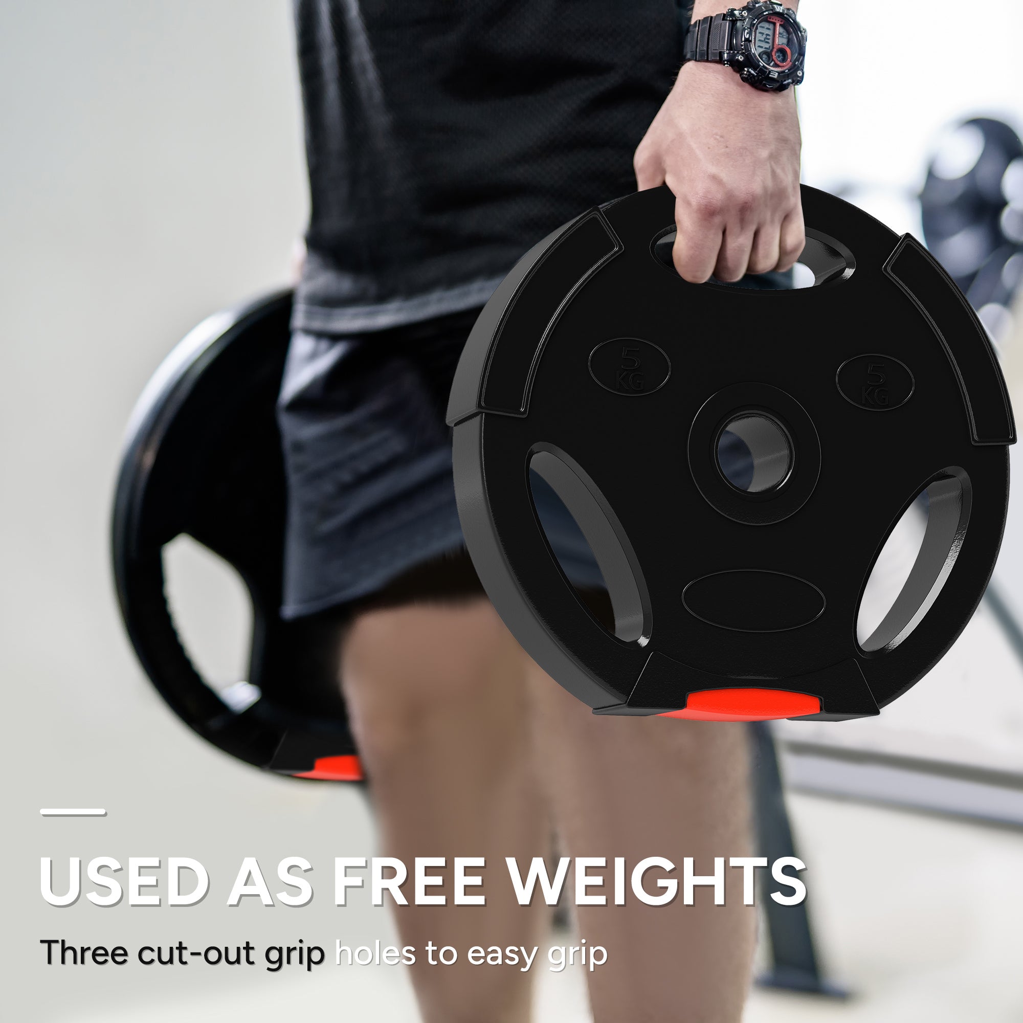 SPORTNOW Olympic Weight Plates Set, with Two 7.5kg and Two 5kg weights, Black