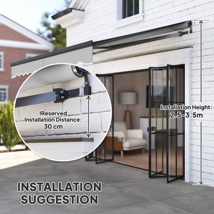 Outsunny 3 x 2.5m Electric Awning with Remote Controller, Aluminium Frame DIY Retractable Awning, UV30+ Sun Shade Canopy for Garden Patio Deck Door Window, Light Grey 