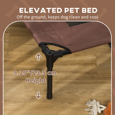 PawHut Raised Dog Bed Waterproof Elevated Pet Cot with Breathable Mesh UV Protection Canopy Coffee, for XL Dogs, 122 x 92 x 108cm 