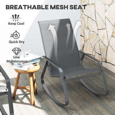Outsunny Rocking Garden Chair - Grey 