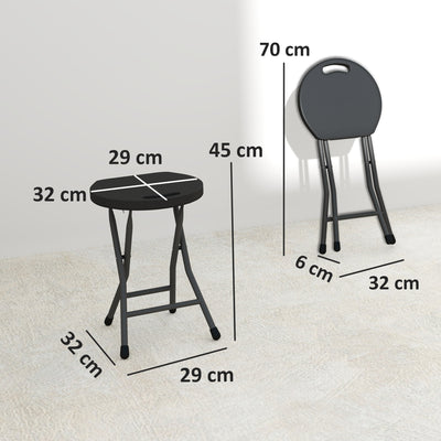 Outsunny Set of Four Folding Carry Stools - Charcoal Grey 