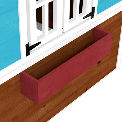Outsunny Wooden Playhouse with Doors, Windows, Plant Pots, Boxes, for 3-8 Years - Dark Brown 