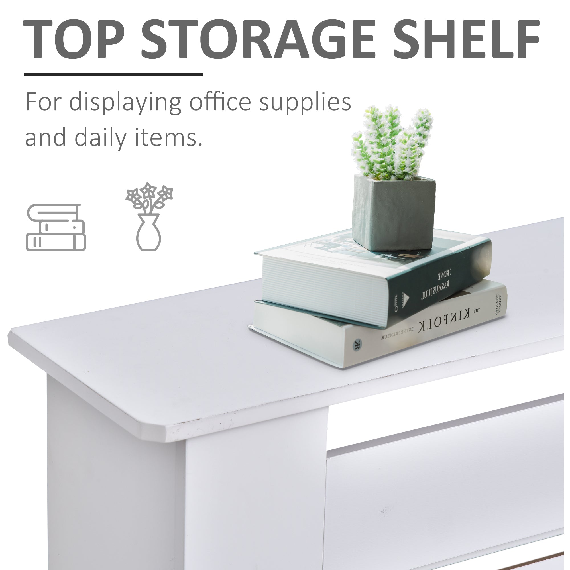 HOMCOM MDF Extendable Radiator Cover Cabinet Shelving Home Office Slatted Design White 139-208.5L x 20.5W x 82.5H cm 
