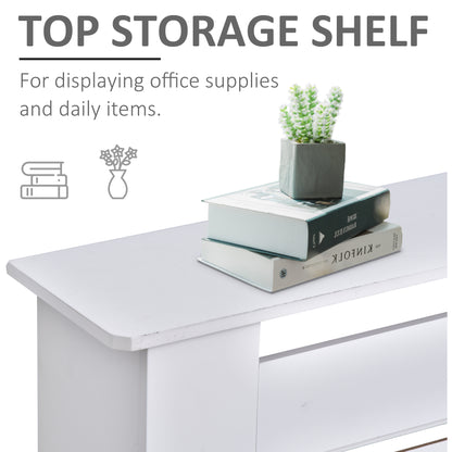 HOMCOM MDF Extendable Radiator Cover Cabinet Shelving Home Office Slatted Design White 139-208.5L x 20.5W x 82.5H cm 