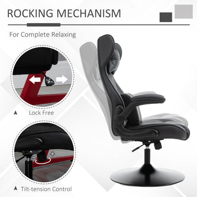 Vinsetto Video Game Chair with Lumbar Support, Racing Style Home Office Chair, Computer Chair with Swivel Base, Flip-up Armrest and Headrest, Black 