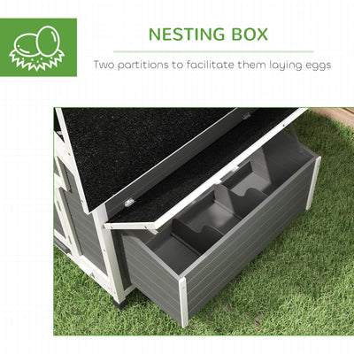 PawHut Chicken Coop, Wooden Outdoor Hen House with Nesting Box, Openable Waterproof Top, Pull-Out Tray, 150 x 100 x 97cm 