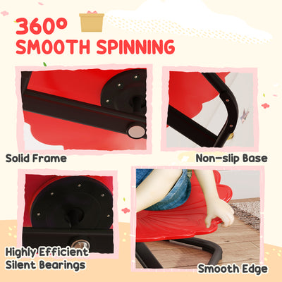 AIYAPLAY Flower-Shaped Sensory Spinning Chair with Non-Slip Base for Balance/Coordination, Red 