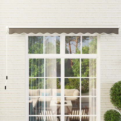 Outsunny 3 x 2.5m Garden Patio Manual Awning, Retractable Canopy Sun Shade Shelter with Fittings and Crank Handle, Dark Grey 