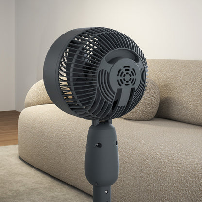 HOMCOM Pedestal Fan, Powerful Air Circulator, 12 Inch Floor Standing Fan with 3 Speed Settings, Oscillating Function for Bedroom, Home and Office, Grey 