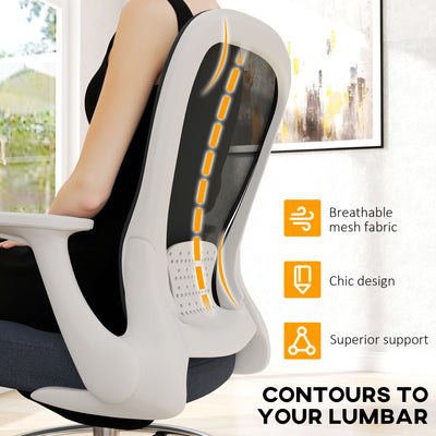 HOMCOM Draughtsman Chair, Mesh Drafting Chair, Ergonomic Office Chair with Flip-up Armrest, Adjustable Foot Ring, Grey 