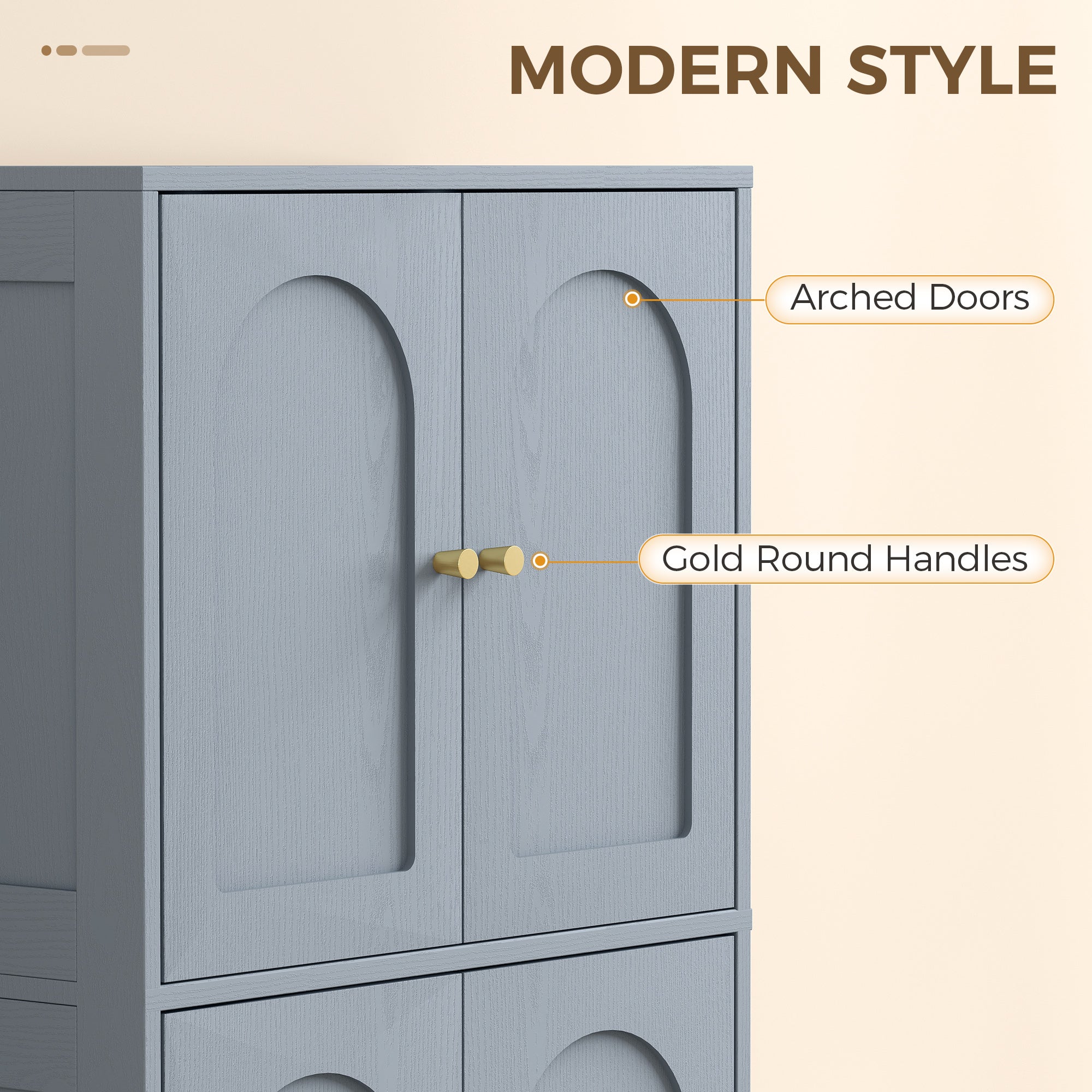 HOMCOM 4-Door Kitchen Storage Cabinet with Adjustable Shelves - Grey 